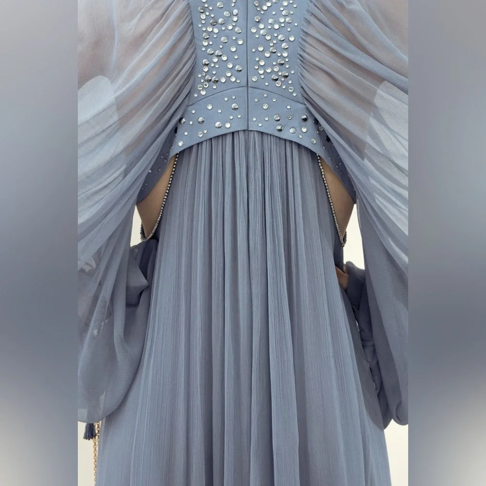 RHINESTONE-EMBELLISHED CHIFFON DRESS - Picture 3 of 4
